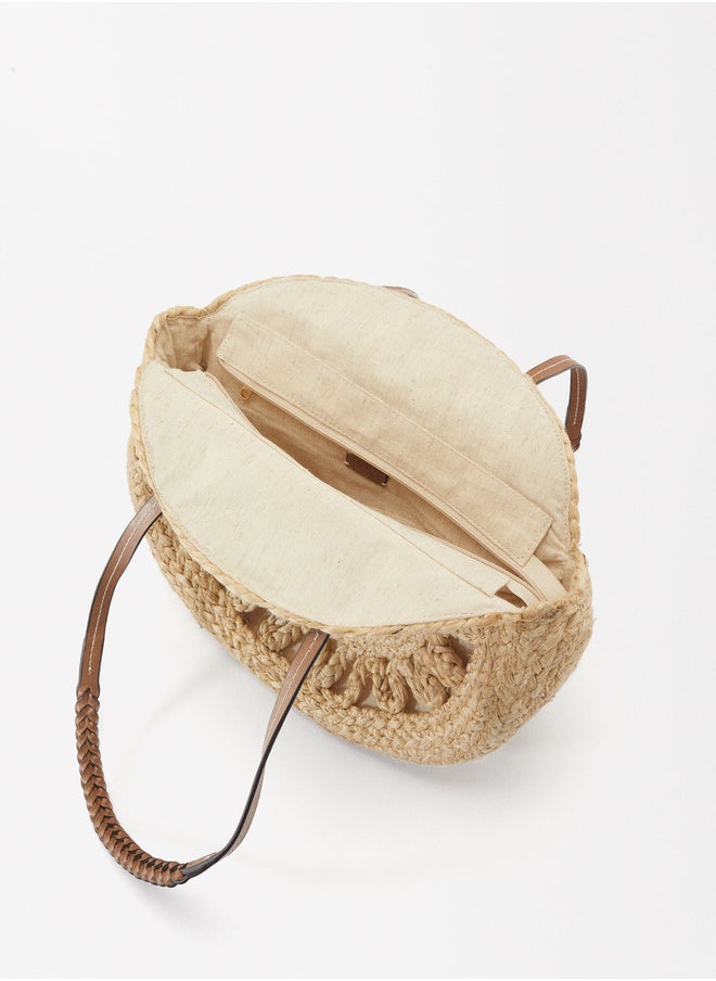 STRAW SHOPPER BAG WITH PENDANT