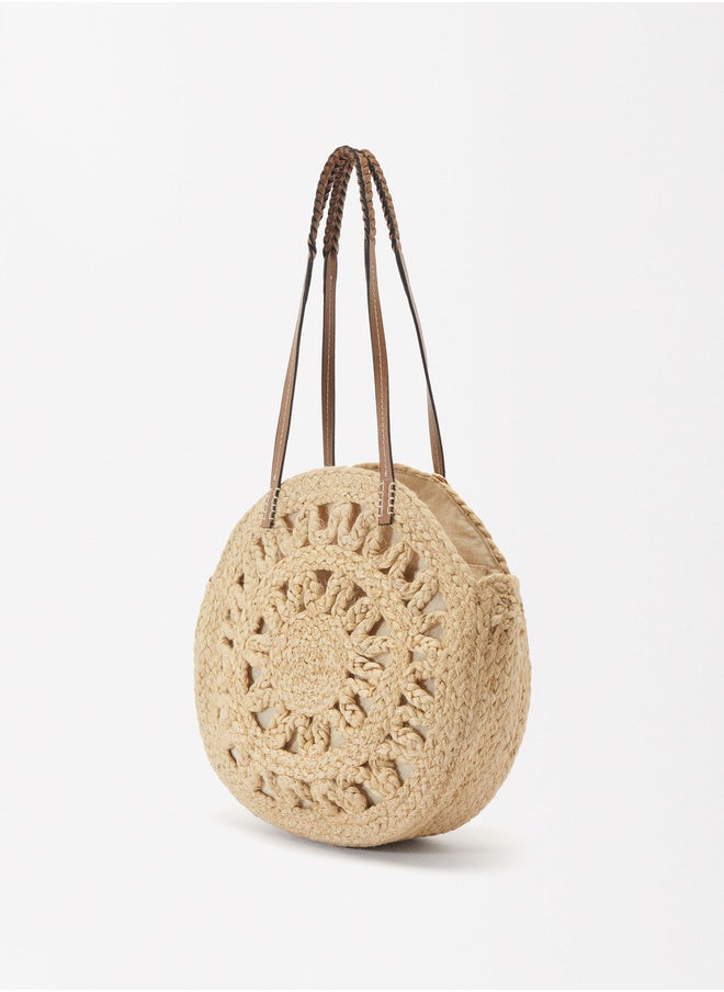 STRAW SHOPPER BAG WITH PENDANT