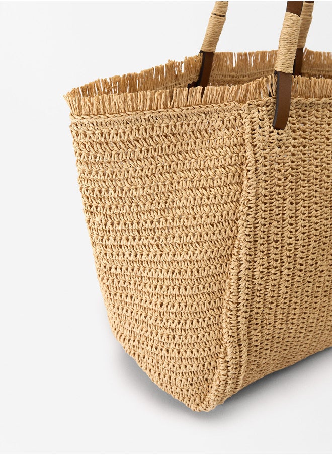 STRAW EFFECT SHOPPER BAG