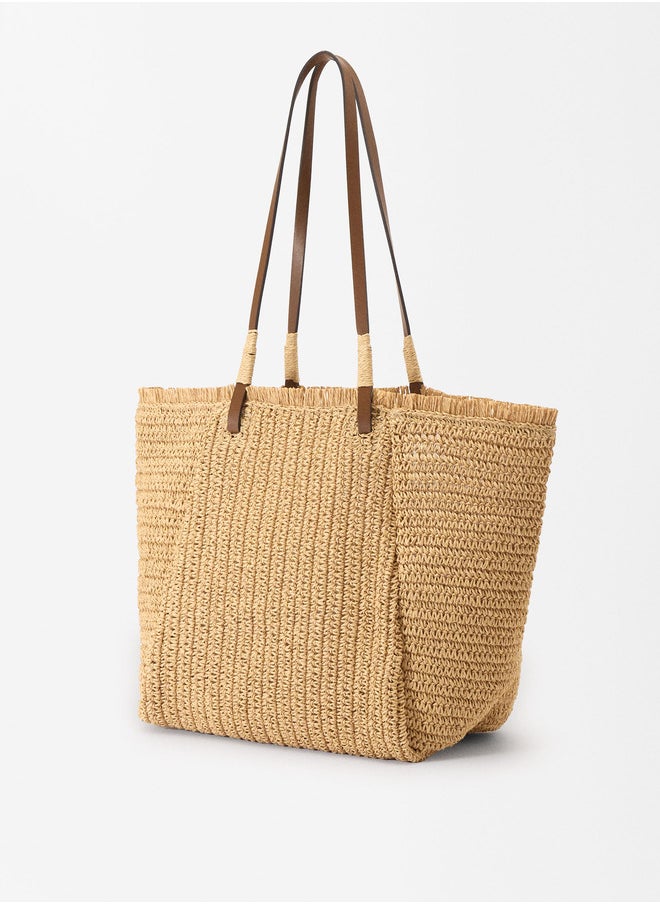 STRAW EFFECT SHOPPER BAG