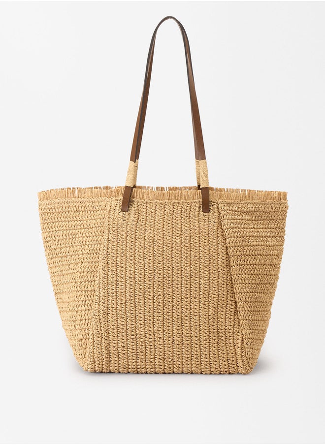 STRAW EFFECT SHOPPER BAG