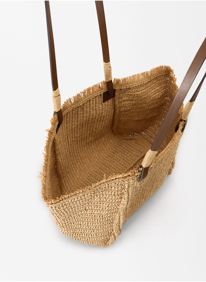 STRAW EFFECT SHOPPER BAG