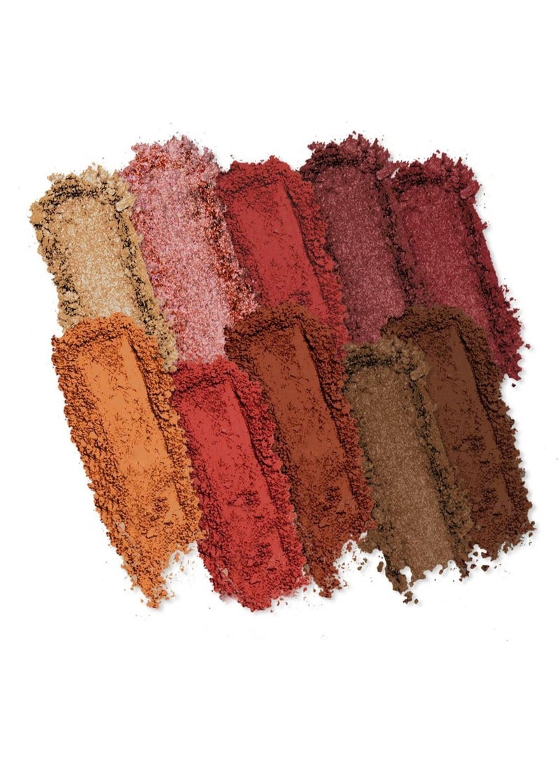 Rubies 10 Shade Eyeshadow Palette blend able multi finish corals and reds to crimson hues