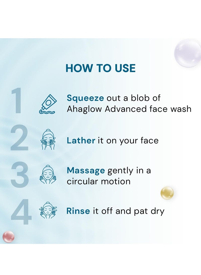 Advanced Face Wash Gel 200g with AHA(1% Glycolic Acid) Glow Bombs| Jojoba & Tea Tree Oil | Allantoin, Vitamin E & Oak bark Extract | No.1 Dermatologist Prescribed