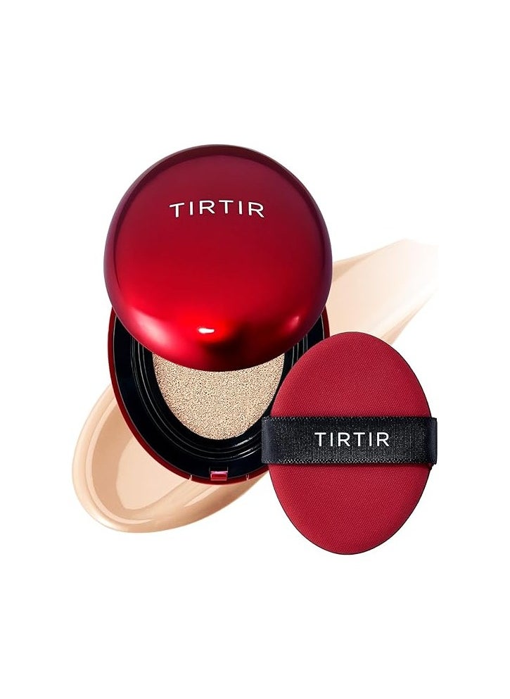 TIRTIR Mask Fit Red Cushion Foundation | Japan's No.1 Choice for Glass skin, Long-Lasting, Lightweight, Buildable Coverage, Semi-Matte (21C Cool Ivory, 0.63 Fl Oz