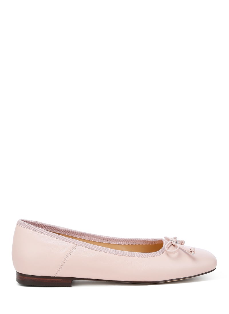 Square-Toe Bow Ballerinas in Pink