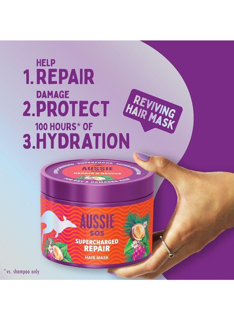 Supercharged Repair Hair Mask 500ml for Dry and Damaged Hair Helps Repair and Protect Against Damage Leaving Hair Soft Smooth and Hydrated for 100 Hours Vegan Formula