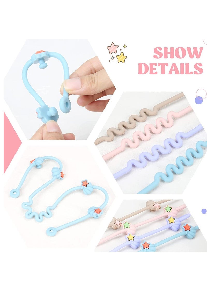 Pacifier Clip for Baby, Food Grade Silicone Stretchable Toy Safety Straps, Toy Leash Holder for Stroller HighChairs Car Seat, Sippy Cup Strap for Strollers, Pacifier Bottle Anti-Loss Chain 2PCS