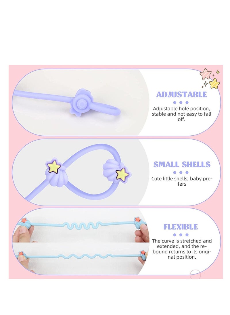 Pacifier Clip for Baby, Food Grade Silicone Stretchable Toy Safety Straps, Toy Leash Holder for Stroller HighChairs Car Seat, Sippy Cup Strap for Strollers, Pacifier Bottle Anti-Loss Chain 2PCS