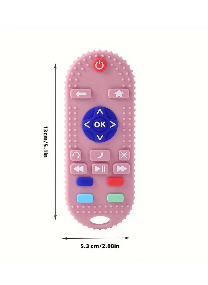 Creative Cute Remote Control Teether, Food Grade Silicone Teether, Soft Teether Pink Color