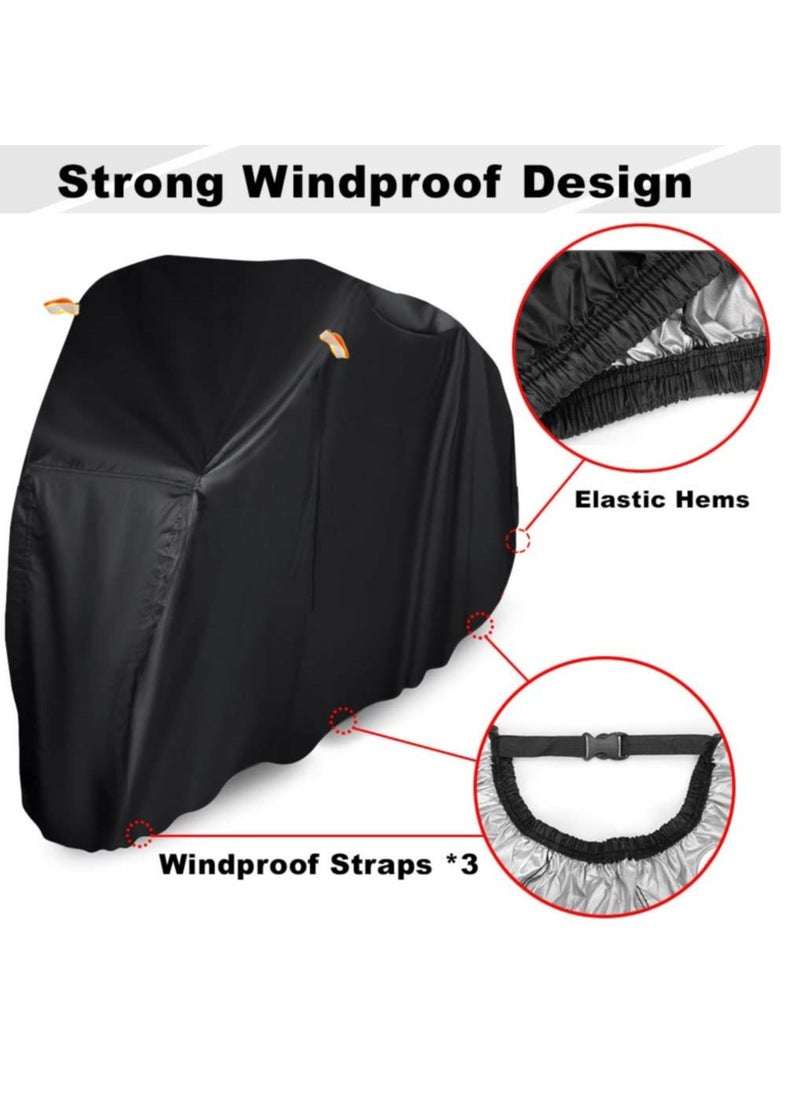 Waterproof Bike Cover, Large Bike Cover for 2 Bikes, 210x95x110cm 210T Bike Covers for Outside Storage, Outdoor Waterproof Bicycle Cover, Anti UV Rain Bike Covers with Storage Bag for Mountain/E-bike