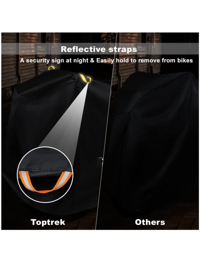 Waterproof Bike Cover, Large Bike Cover for 2 Bikes, 210x95x110cm 210T Bike Covers for Outside Storage, Outdoor Waterproof Bicycle Cover, Anti UV Rain Bike Covers with Storage Bag for Mountain/E-bike