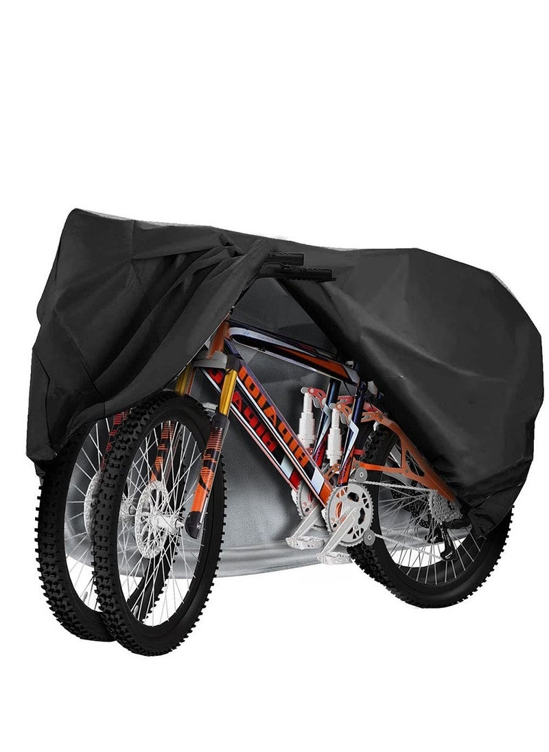 Waterproof Bike Cover, Large Bike Cover for 2 Bikes, 210x95x110cm 210T Bike Covers for Outside Storage, Outdoor Waterproof Bicycle Cover, Anti UV Rain Bike Covers with Storage Bag for Mountain/E-bike