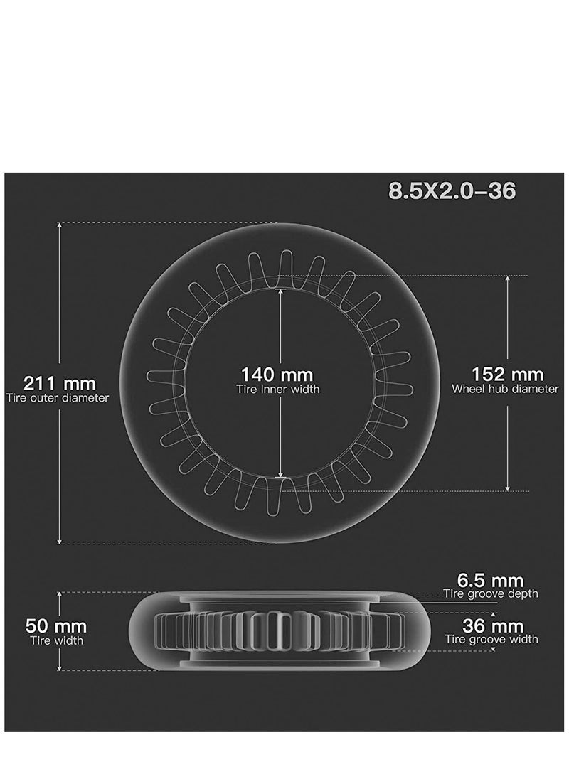 Solid Rubber Tire 8.5 inch for Gotrax GXL V2/XR/APEX XL S2/S2R M365/Pro Scooter Front/Rear Tyre Shock Absorption Explosion Proof Accessories 2PCS