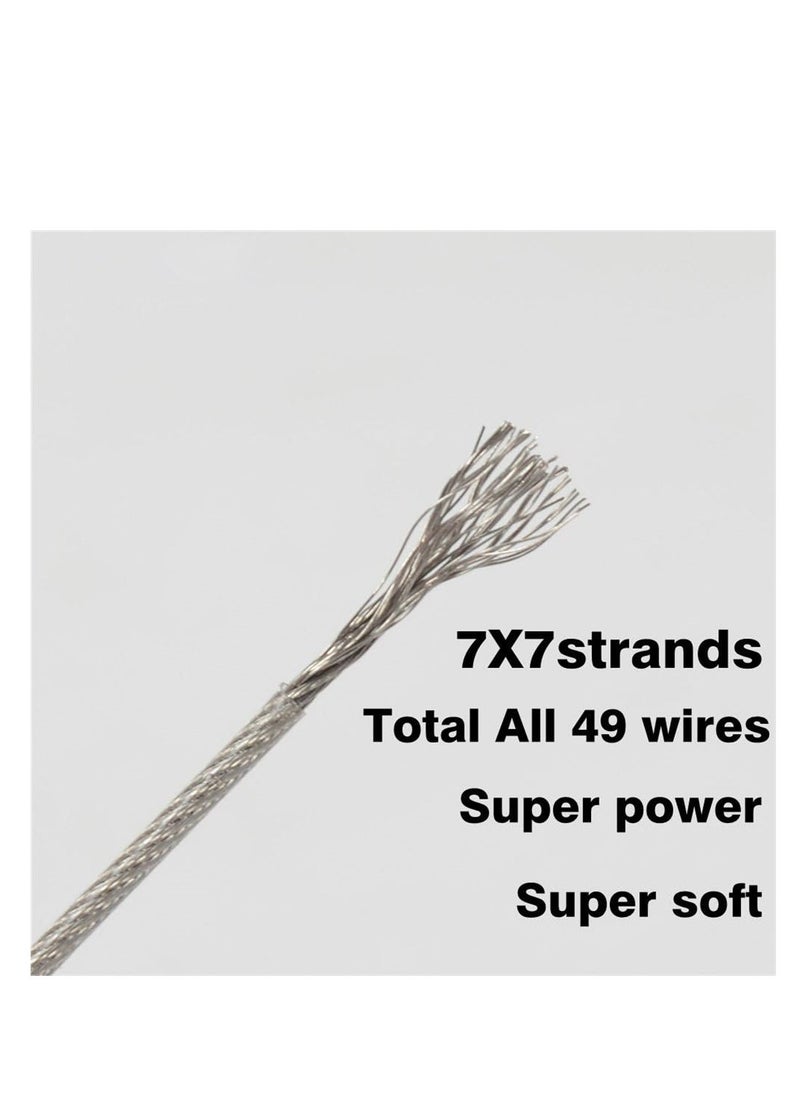 Fishing Steel Wire line 50 Meters 70LB 0.8mm Stainless Steel Leader Wire 7x7 49 Strands Trace Coating Wire Leader Coating Jigging Wire Lead Fish Fishing Wire