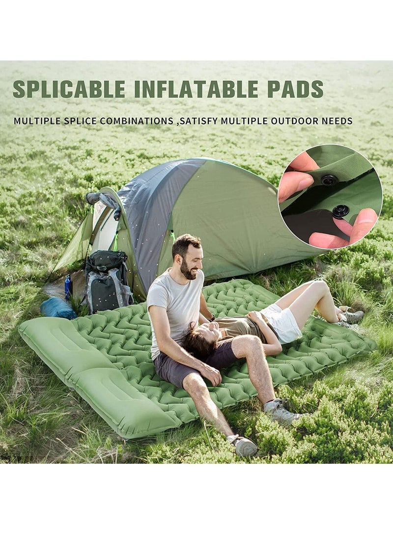 Camping Sleeping Pad, Extra Thickness 10 CM Inflatable Sleeping Mat with Pillow Built-in Pump, Compact Ultralight Waterproof Camping Air Mattress for Backpacking, Hiking, Tent, Traveling