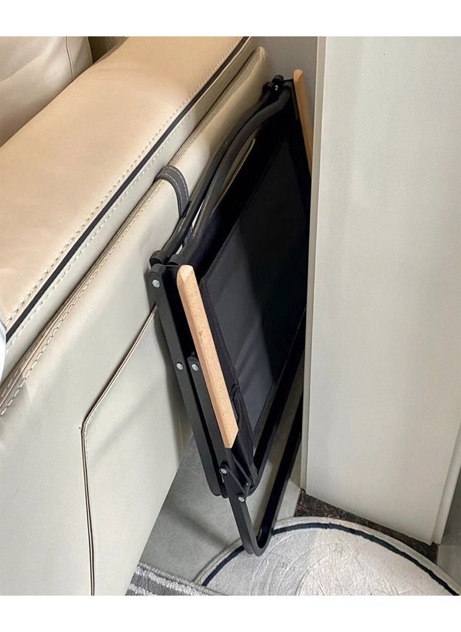 Foldable Camping Chair Set with Steel Armrests - Black - 55x47x77 CM