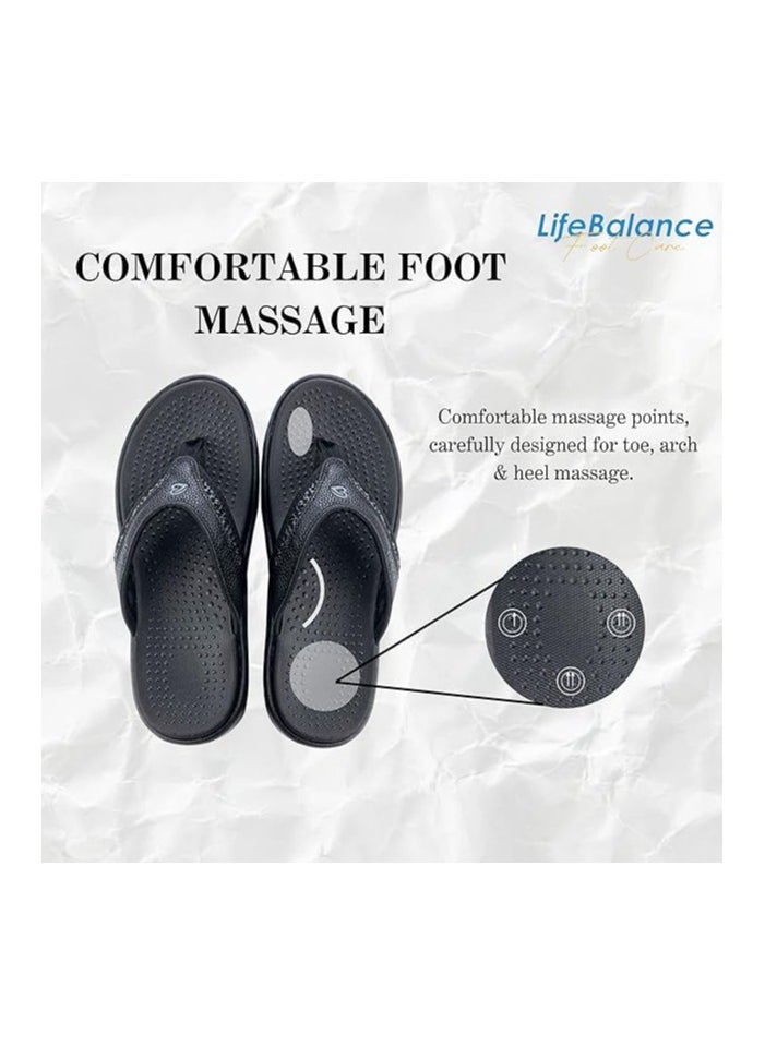 LifeBalance Plantar Fasciitis Sports Recovery Sandals with Arch Support for On-The-Go Foot Relief Flip Flop After Gym, Exercise