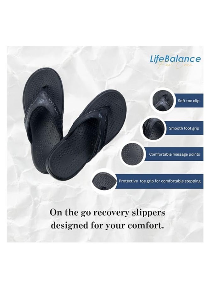 LifeBalance Plantar Fasciitis Sports Recovery Sandals with Arch Support for On-The-Go Foot Relief Flip Flop After Gym, Exercise