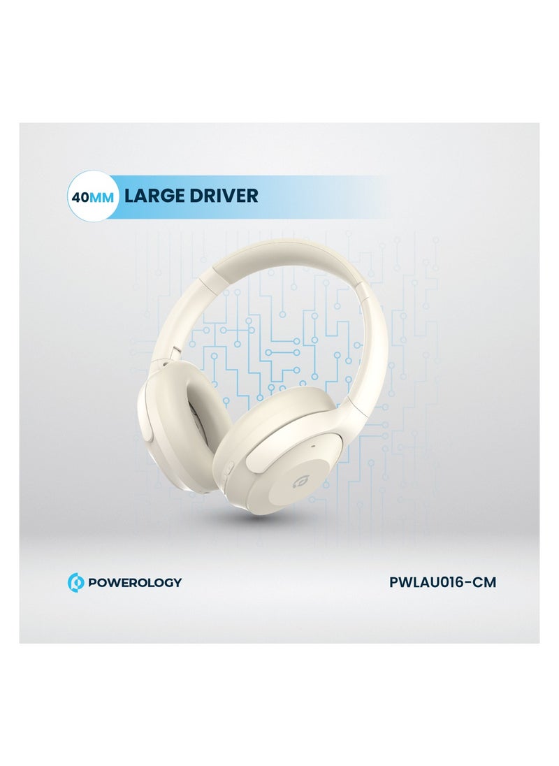 Hybrid ANC + ENC Headphone / HiFi sound / 46H working time / 10M Transmission distance / Ergonomic Design /Wireless / Bluetooth 5.4 / 40mm Large Driver - Cream