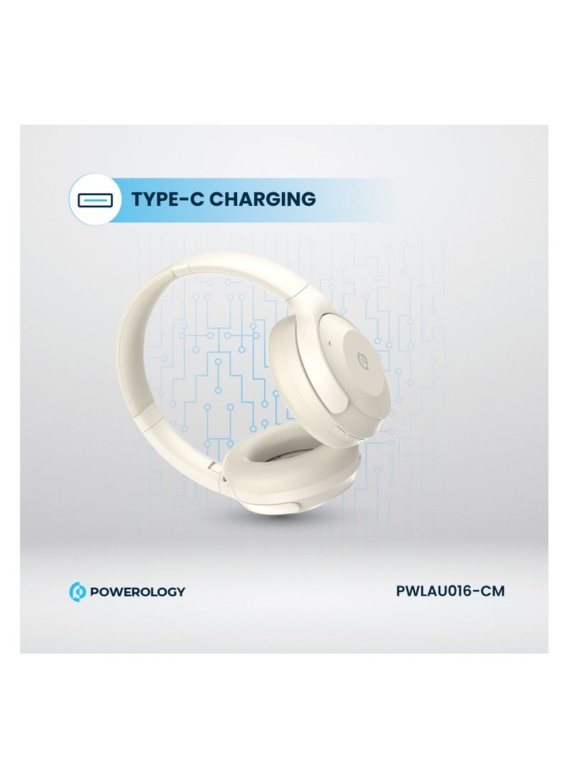 Hybrid ANC + ENC Headphone / HiFi sound / 46H working time / 10M Transmission distance / Ergonomic Design /Wireless / Bluetooth 5.4 / 40mm Large Driver - Cream