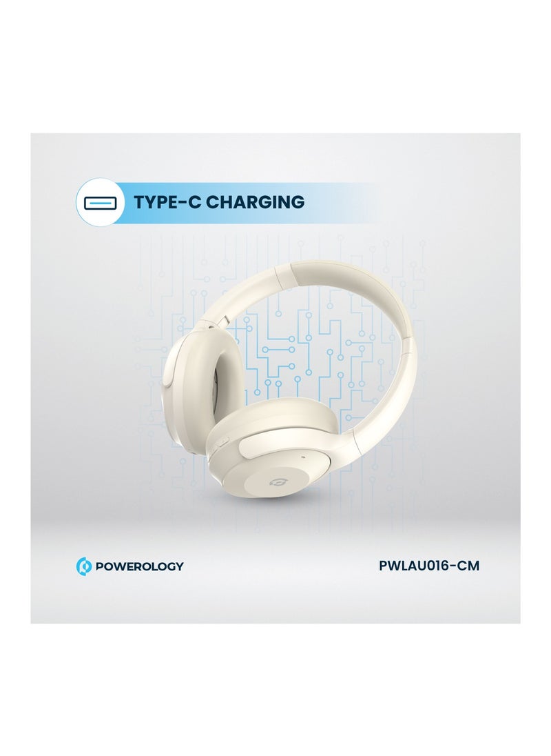 Hybrid ANC + ENC Headphone / HiFi sound / 46H working time / 10M Transmission distance / Ergonomic Design /Wireless / Bluetooth 5.4 / 40mm Large Driver - Cream