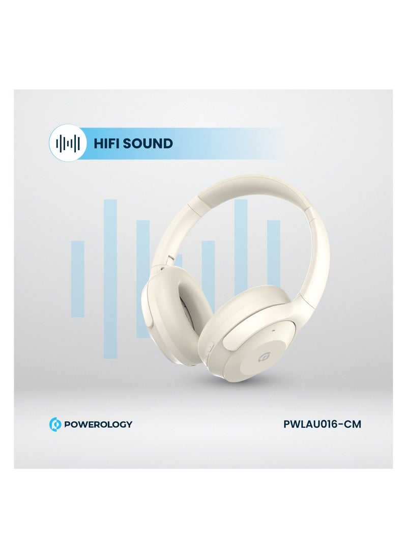 Hybrid ANC + ENC Headphone / HiFi sound / 46H working time / 10M Transmission distance / Ergonomic Design /Wireless / Bluetooth 5.4 / 40mm Large Driver - Cream