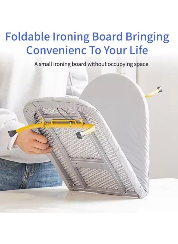 ADAK Compact Wall-Mounted Folding Ironing Board with Heat-Resistant Cover and Iron Storage - Space-Saving Adjustable Legs, Portable Tabletop Design for Home and Travel, designed for small space