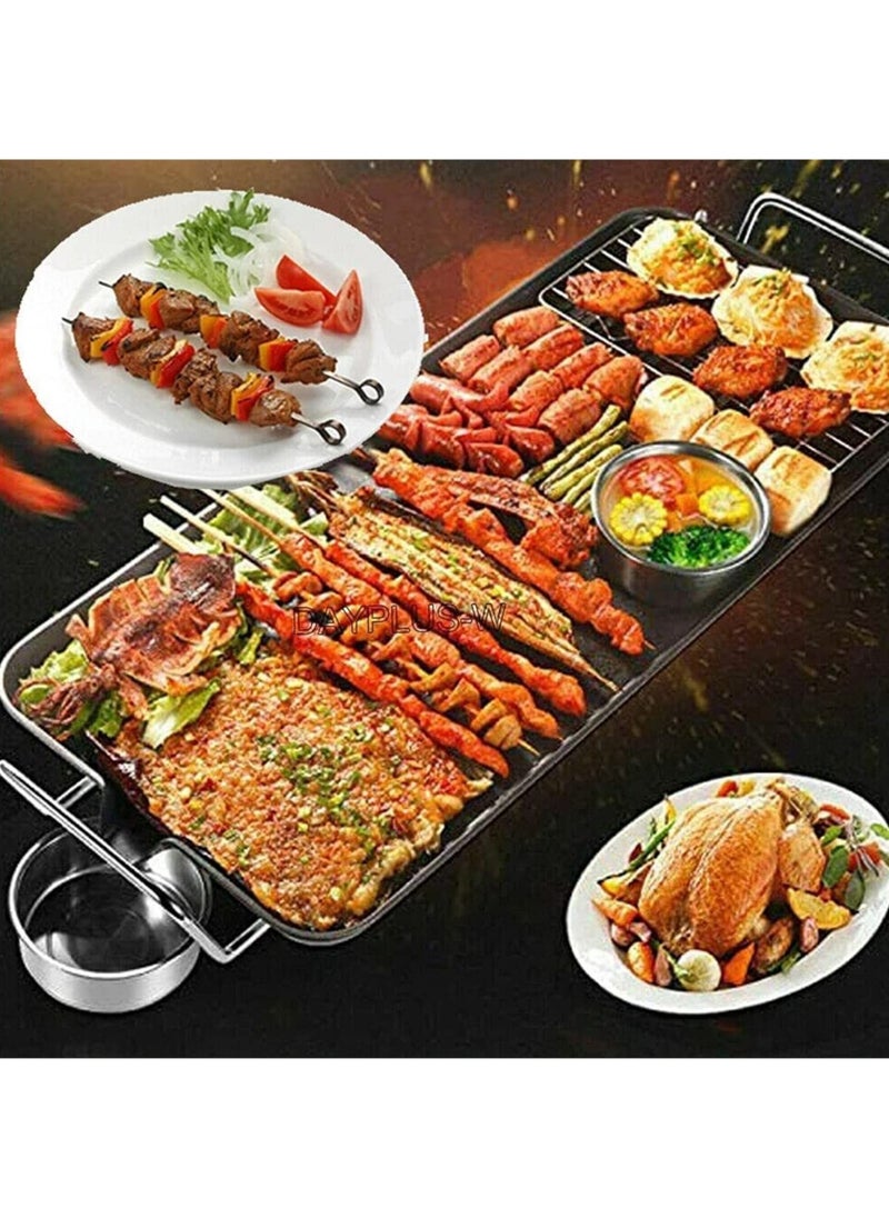 Portable Electric Grill with 5 Temperature Controls, Non-Stick BBQ Table Grill, Smokeless for Outdoor & Indoor Use