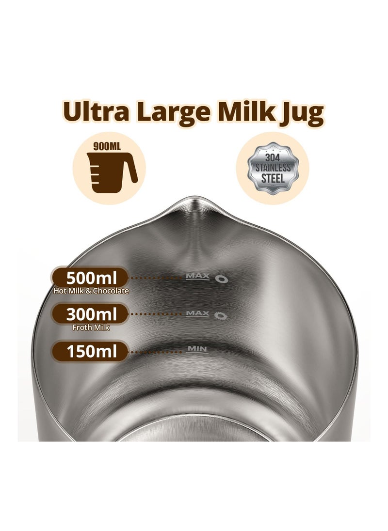 Detachable Electric Milk Frother 4-in-1, 304-Stainless-Steel 500ML Milk Steamer Hot and Cold Milk Foamer Versatile Hot Chocolate and Milk Foamer Milk Frother and Warmer for Coffee Cappuccino,Latte