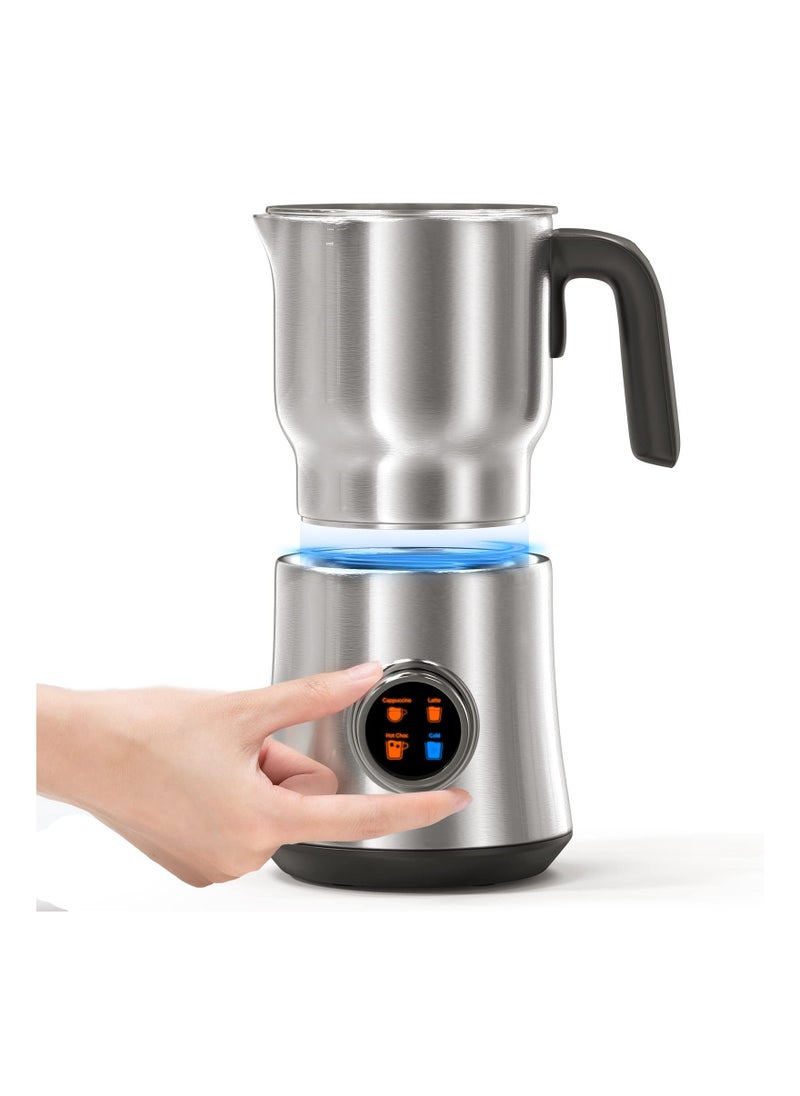 Detachable Electric Milk Frother 4-in-1, 304-Stainless-Steel 500ML Milk Steamer Hot and Cold Milk Foamer Versatile Hot Chocolate and Milk Foamer Milk Frother and Warmer for Coffee Cappuccino,Latte