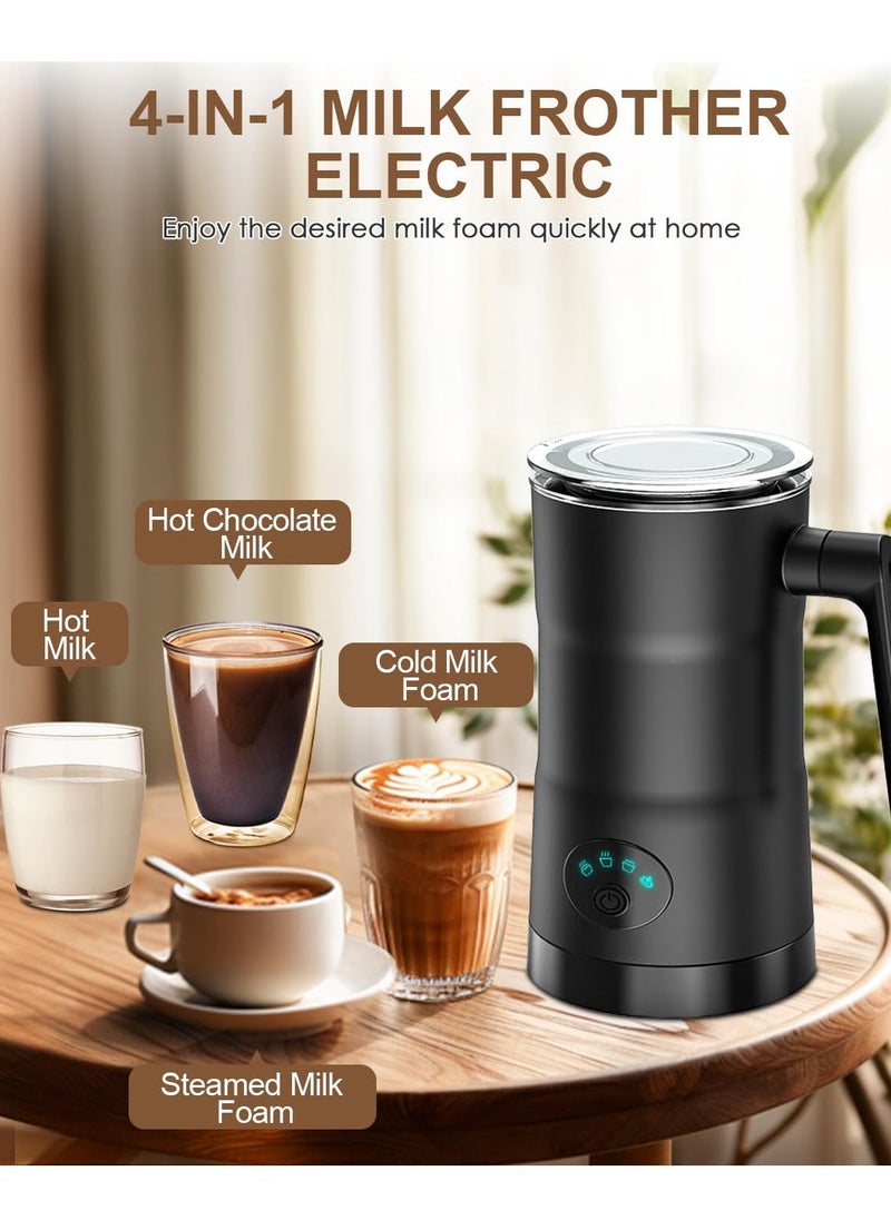 Electric 4-in-1 Milk Frother - 600W, 350ml Capacity, Hot & Cold Milk Frother with Intelligent Temperature Control. Silent Operation for Coffee, Latte, and Cappuccino