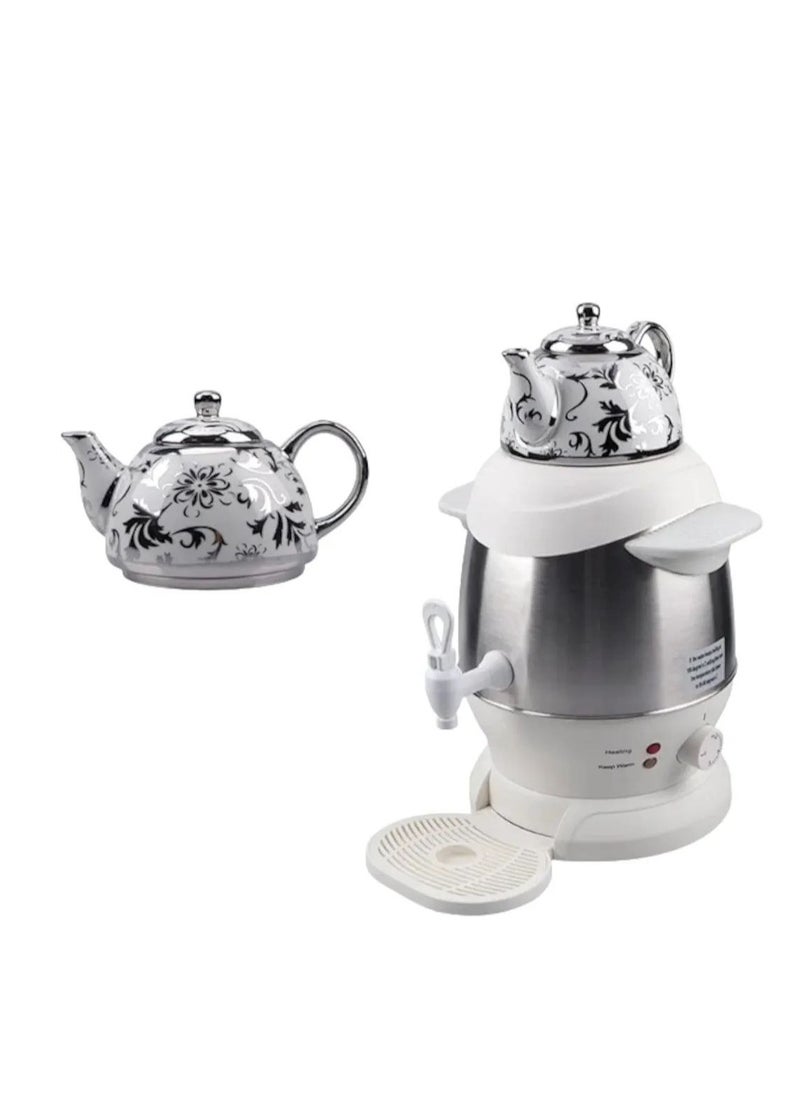 3L Stainless Steel Ceramic Electric Kettle Large Size Capacity Household Electric Kitchen Samovar Adjustable Temperature (Color : White, Plug Type : EU)