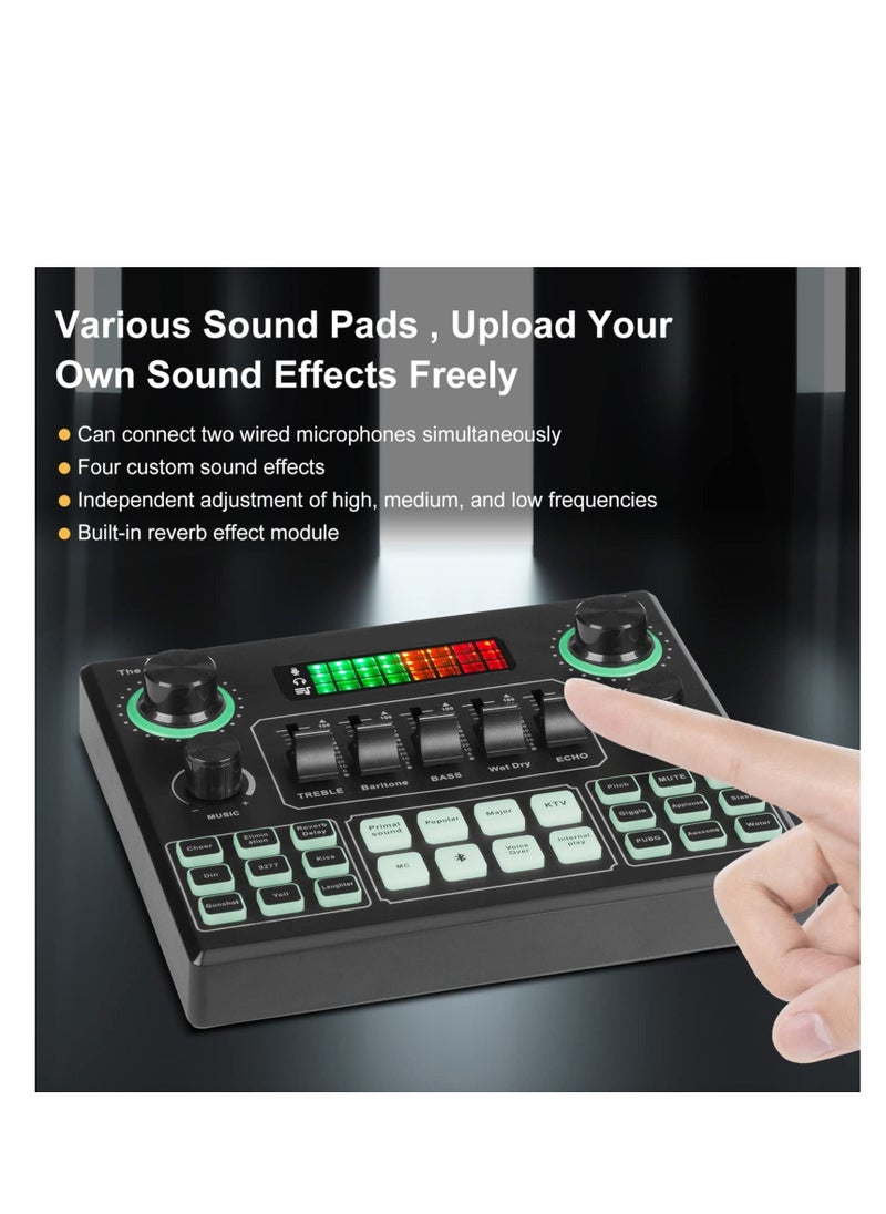 Live Sound Card Audio Mixer, Bluetooth Audio Mixer, Podcast Audio Interface with DJ Mixer Effects, Podcast Production Studio Equipment, Prefect for Streaming/Podcasting/Gaming