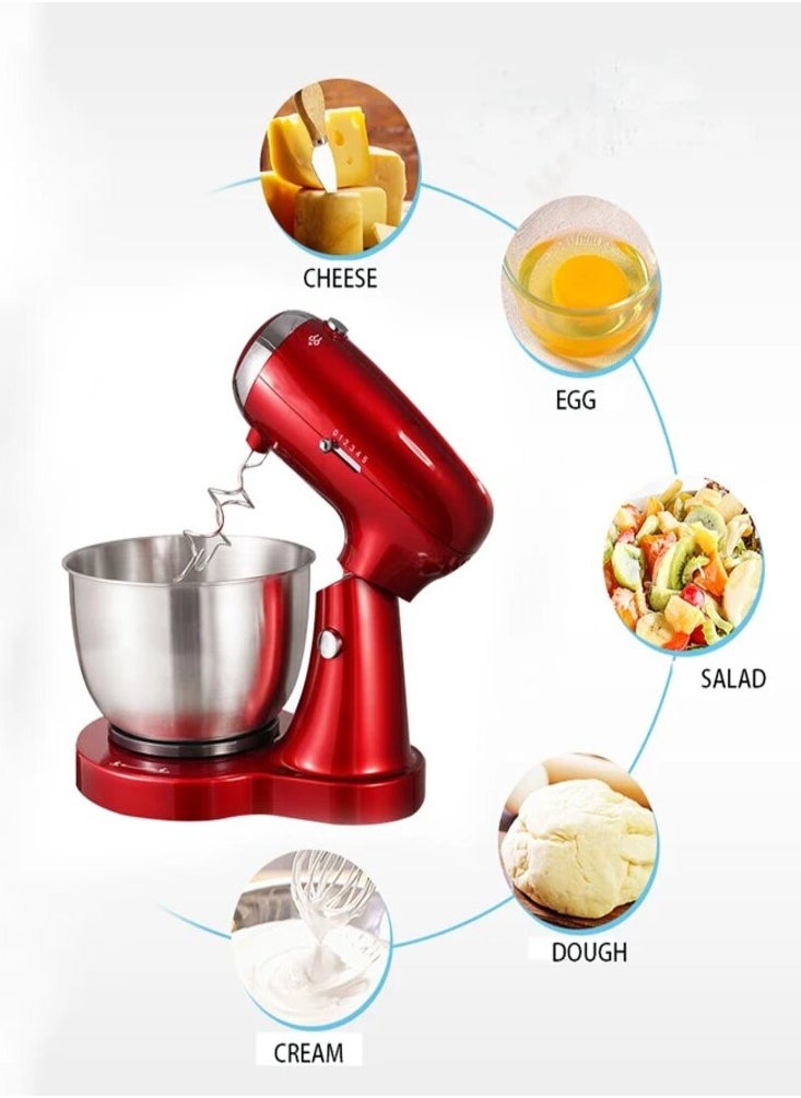 Disnie 800W Electric Stand Mixer, 5 Speed Adjustable Cake Mixer with 3.5L Bowl, 2 Beaters & 2 Dough Hooks Egg Beater for Baking & Mixing