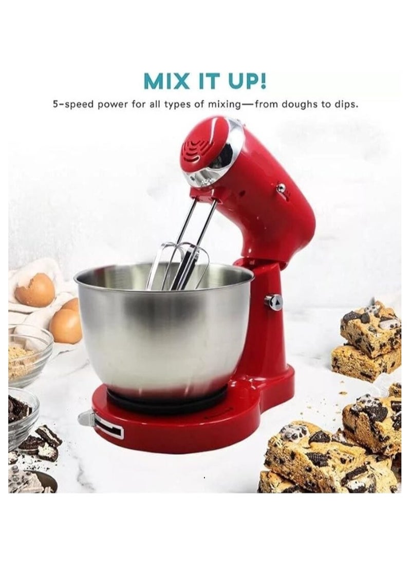 Disnie 800W Electric Stand Mixer, 5 Speed Adjustable Cake Mixer with 3.5L Bowl, 2 Beaters & 2 Dough Hooks Egg Beater for Baking & Mixing