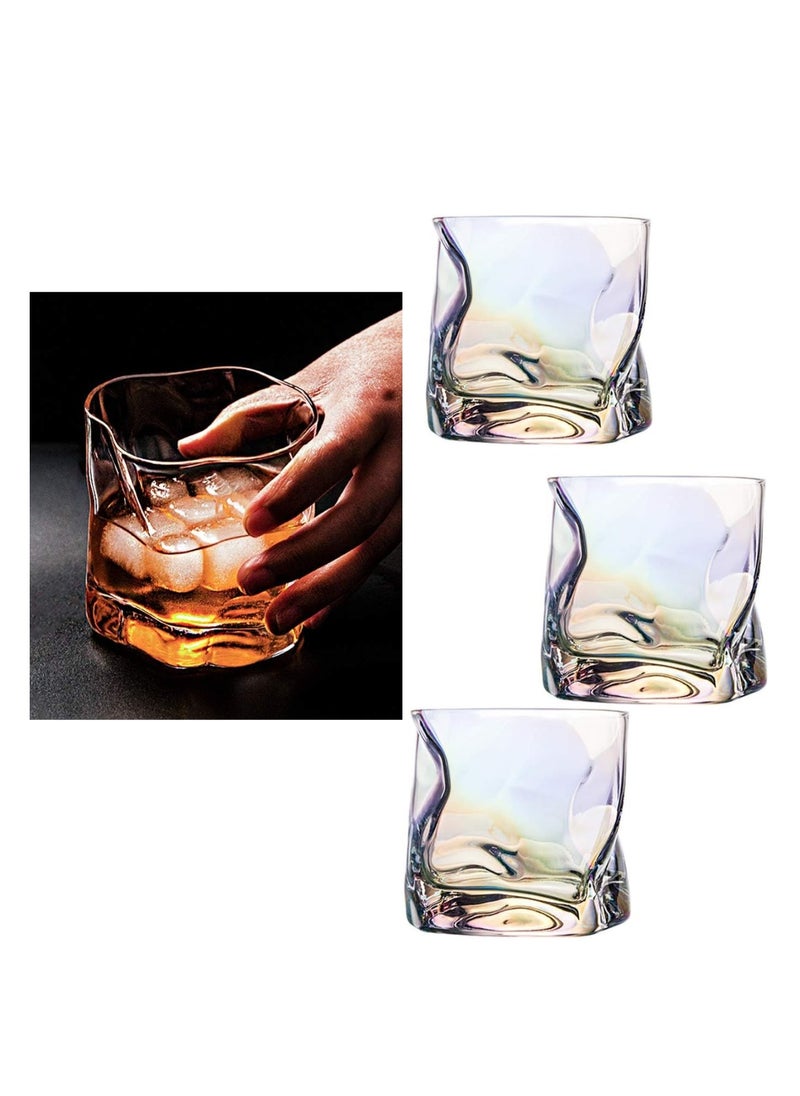 MAAC Home Set of 4 Artisanal Dazzle Color Glass Cup - Unique Design| Elegant Durable and Classic design Perfect for Family Everyday Use, and Family Get- Together, Restaurant, Banquet and More