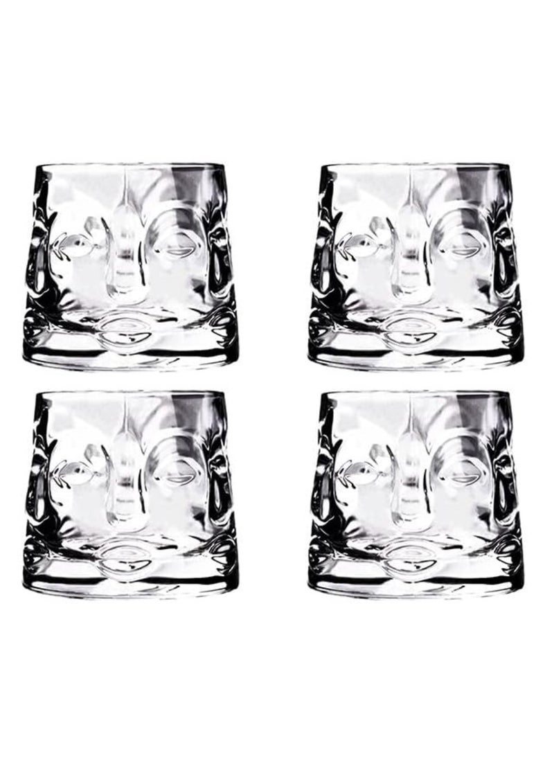 MAAC Home Set of 4 Artisanal Vintage-Style Rotating Glass| Elegant Durable and Classic design Perfect for Family Everyday Use, and Family Get- Together, Restaurant, Banquet and More