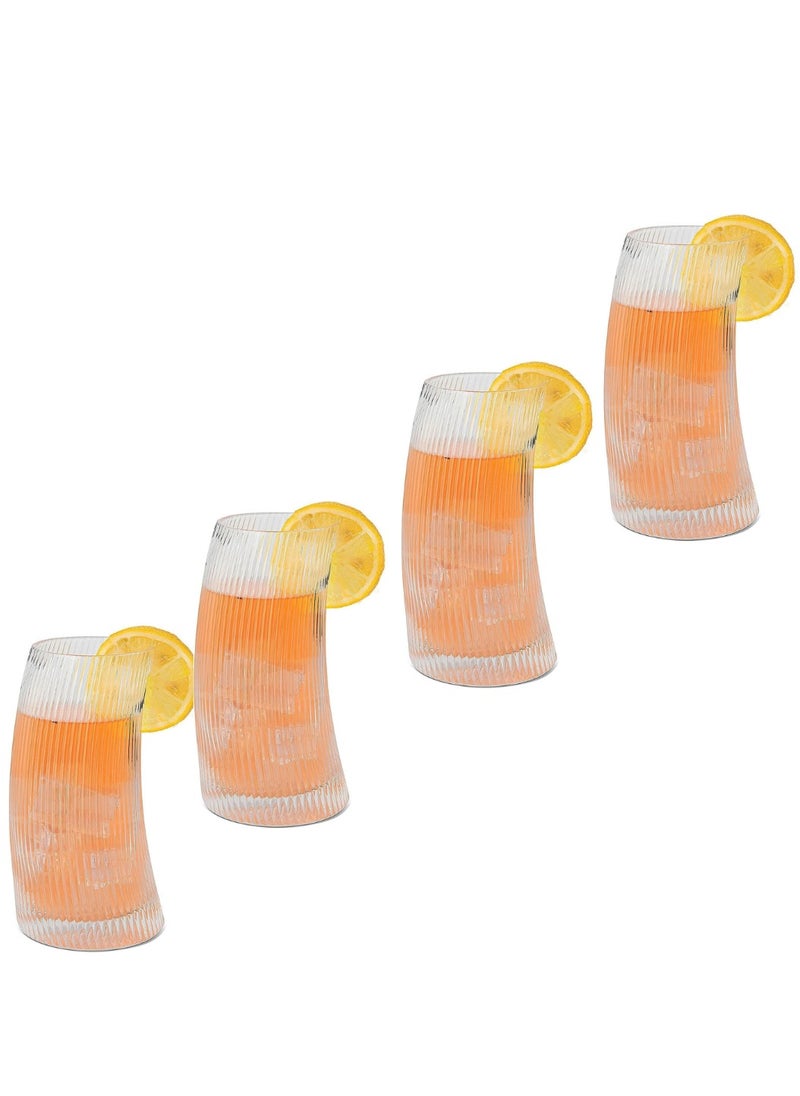 MAAC Home Set of 4 Elegant Artisanal Crafted Beer Glass| Elegant Durable and Classic design Perfect for Family Everyday Use, and Family Get- Together, Restaurant, Banquet and More