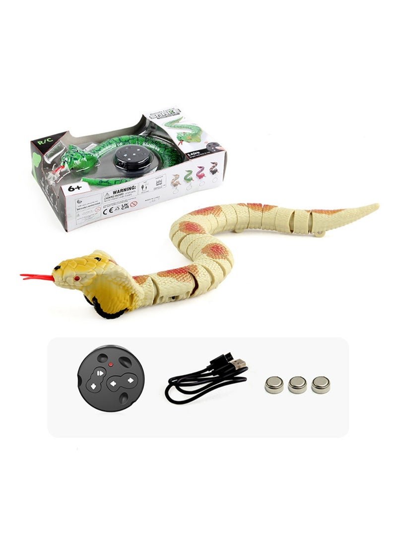 Children'S New And Unique Funny Trick Remote Control Snake Electronic Pet Infrared Remote Control Simulation Electric Toy (Cobra Yellow)