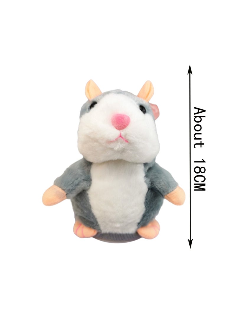 Gray Hamster Intelligent Learning To Talk Electric Plush Toy Machine Simulation Plush Interactive Toy Suitable For Children And Babies