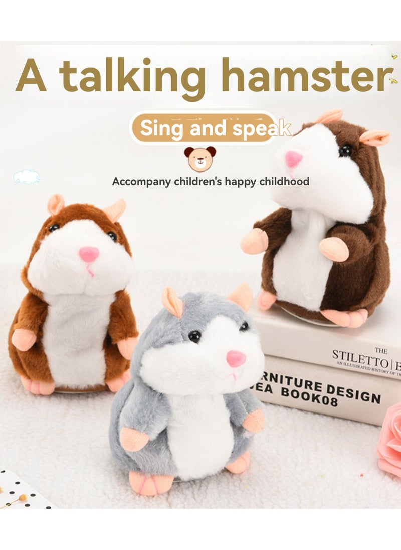 Gray Hamster Intelligent Learning To Talk Electric Plush Toy Machine Simulation Plush Interactive Toy Suitable For Children And Babies