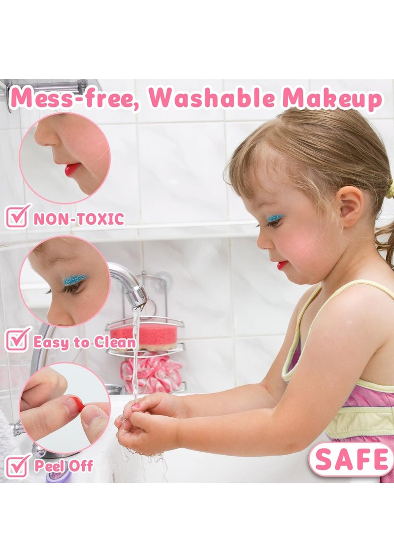 Kids Makeup Kit for Girl, 48Pcs Washable Pretend Makeup Kit Real Cosmetic, Safe & Non-Toxic Make Up Toys for 3-12 Year Old Kids, Birthday Girl Gifts(Pink)