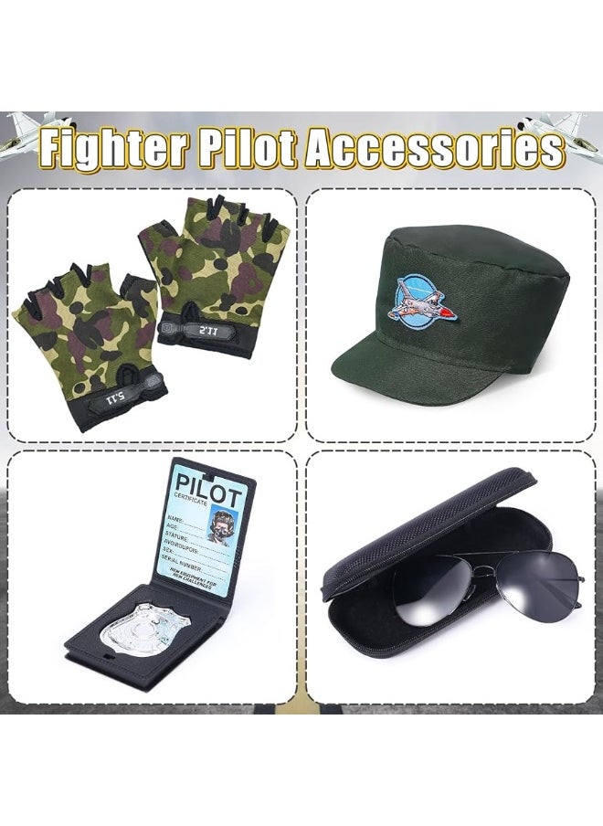 Tacobear Fighter Pilot Costume for Kids Boys Air Force Flight Suit Army Aviator Dress Up Accessory Halloween Birthday Cosplay