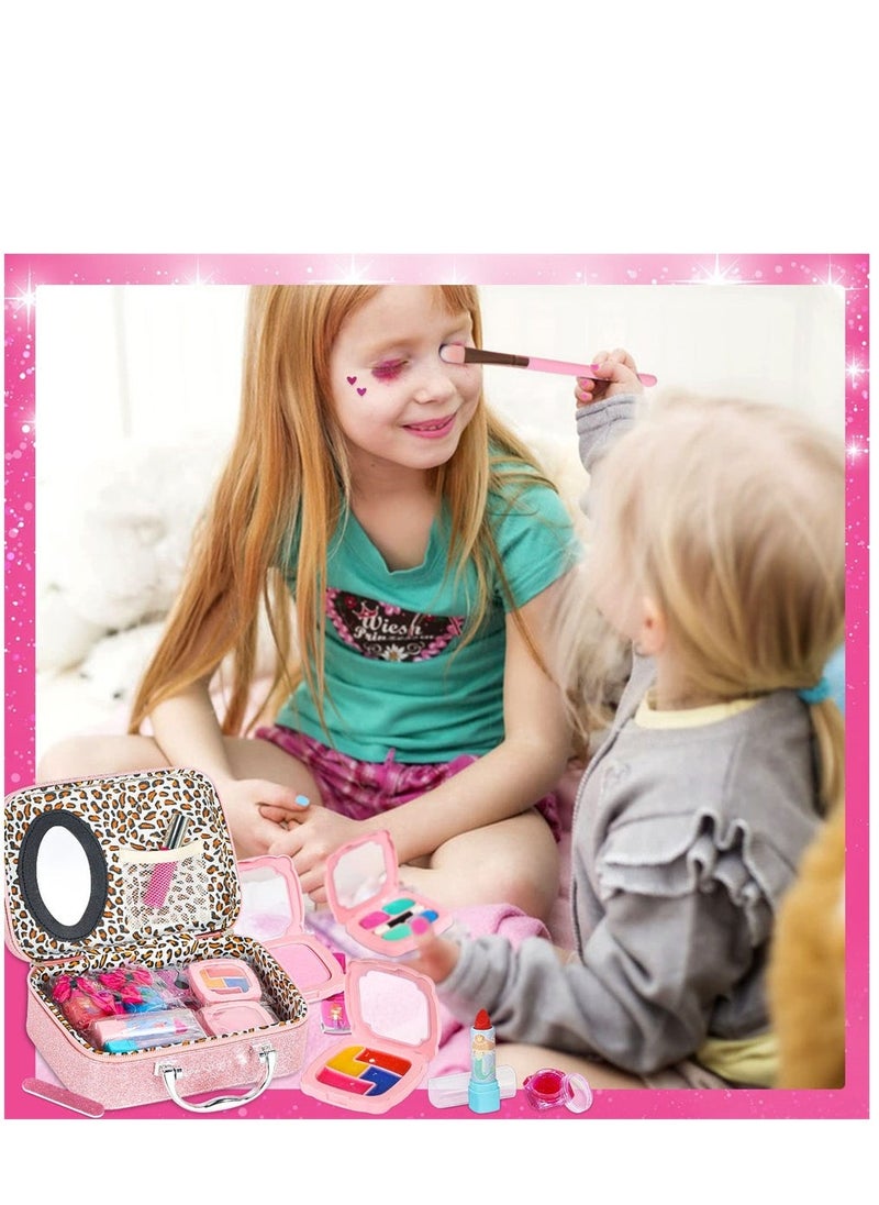 Kids Washable Makeup Girl Toys, Kids Makeup Kit for Girl, Safe and Non-Toxic Little Girl Makeup Set, Little Girls Makeup Kit for Toddler Kid Children Princess, Birthday Gift for Girl 4-10 Year Old