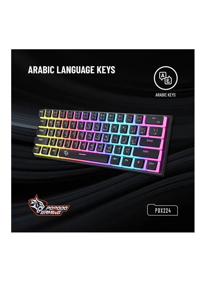 Gaming 61 Keys Pudding Mechanical Keyboard / 21 Keys Anti-Ghosting 1.5m PVC USB Cable / Red Switch / 50+ Million Clicks / 17 Light Modes  - Black