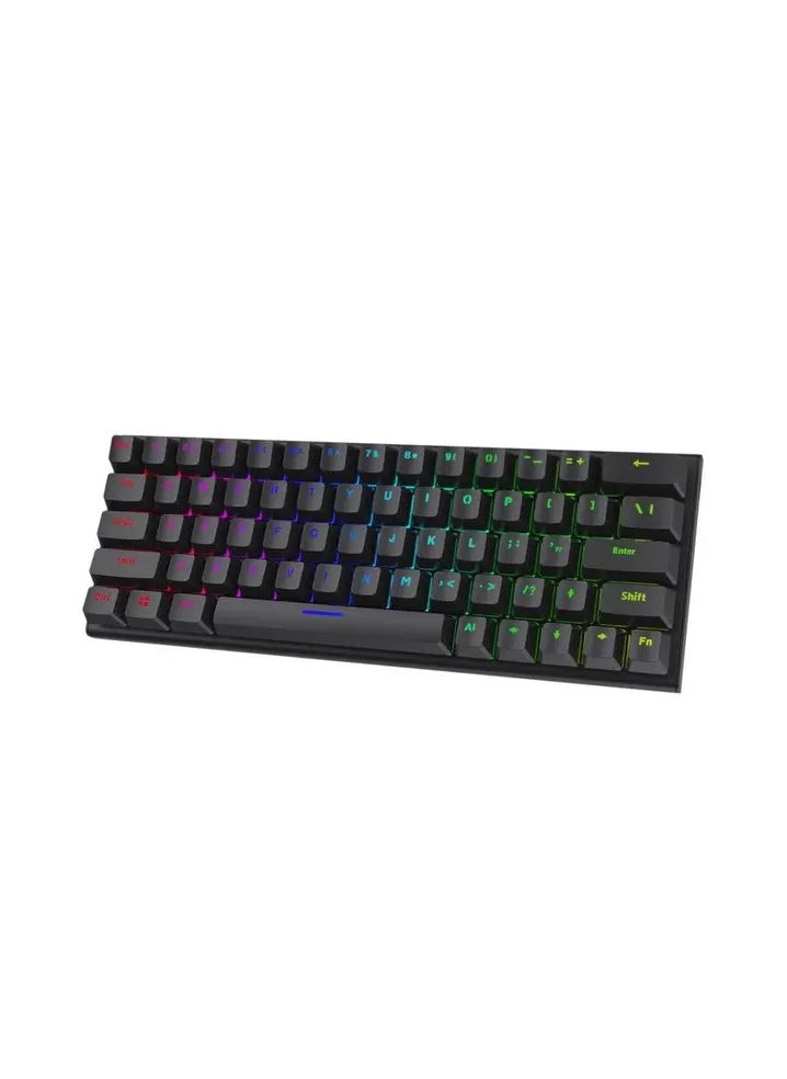 Gaming 61 Keys Pudding Mechanical Keyboard / 21 Keys Anti-Ghosting 1.5m PVC USB Cable / Red Switch / 50+ Million Clicks / 17 Light Modes  - Black