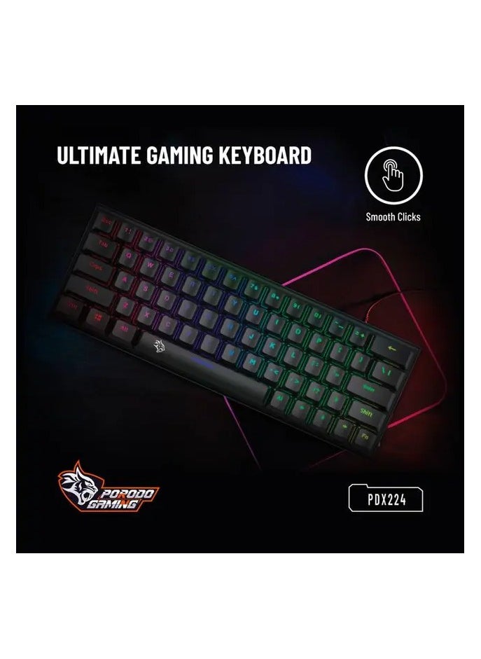 Gaming 61 Keys Pudding Mechanical Keyboard / 21 Keys Anti-Ghosting 1.5m PVC USB Cable / Red Switch / 50+ Million Clicks / 17 Light Modes  - Black