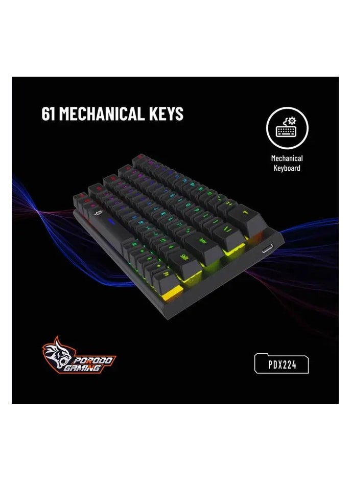 Gaming 61 Keys Pudding Mechanical Keyboard / 21 Keys Anti-Ghosting 1.5m PVC USB Cable / Red Switch / 50+ Million Clicks / 17 Light Modes  - Black