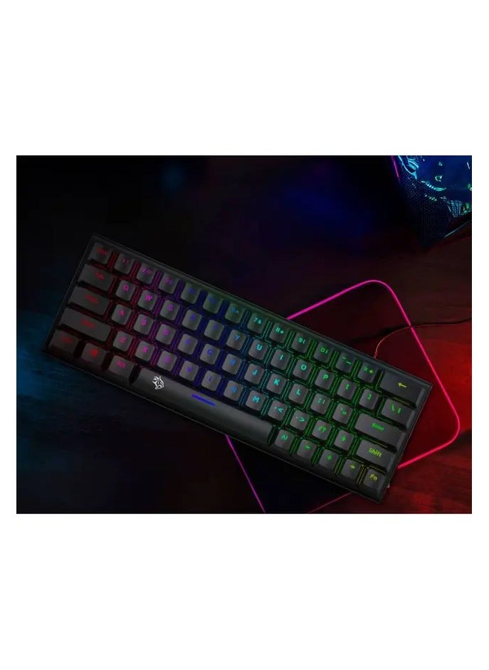 Gaming 61 Keys Pudding Mechanical Keyboard / 21 Keys Anti-Ghosting 1.5m PVC USB Cable / Red Switch / 50+ Million Clicks / 17 Light Modes  - Black